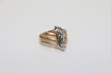 14K Yellow Gold Triple Layered Swirl White Sapphire Ring - Sell Gold NYC