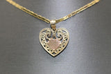14K Two-tone Heart White Sapphire Chain Pendant Set - Sell Gold NYC