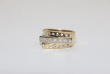 14K Two-tone Triple Layer White Sapphire Solid Ring - Sell Gold NYC