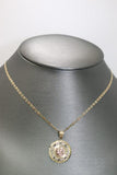 14kt Tri-tone Circular Pendant with 14kt Tri-tone Hollow Trace Chain - Sell Gold NYC