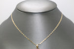 14kt Two-tone White Sapphire Virgin Mary Pendant with 14kt Tri-tone Hollow Trace Chain - Sell Gold NYC