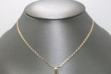 14kt Two-tone White Sapphire Virgin Mary Pendant with 14kt Tri-tone Hollow Trace Chain - Sell Gold NYC