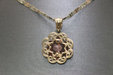 14kt Two-tone White Sapphire Virgin Mary Pendant with 14kt Tri-tone Hollow Trace Chain - Sell Gold NYC