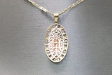 Tri-tone White Sapphire Virgin Mary Engraved 14kt Pendant - Sell Gold NYC