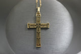 14kt Yellow Gold Encrusted Large Cross with 14kt Hollow Trace Chain - Sell Gold NYC