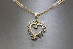 14K Two-tone Heart White Sapphire Chain Pendant Set - Sell Gold NYC