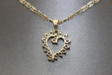 14K Two-tone Heart White Sapphire Chain Pendant Set - Sell Gold NYC