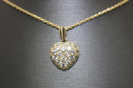 14K Yellow Gold Heart White Sapphire Rope Chain Pendant Set - Sell Gold NYC