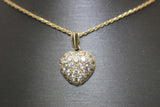 14K Yellow Gold Heart White Sapphire Rope Chain Pendant Set - Sell Gold NYC
