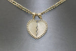 14K Yellow Gold Broken Heart White Sapphire Chain Pendant Set - Sell Gold NYC