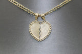 14K Yellow Gold Broken Heart White Sapphire Chain Pendant Set - Sell Gold NYC