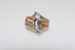 14K Yellow Gold Triple Layered Swirl White Sapphire Ring - Sell Gold NYC