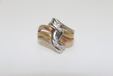 14K Yellow Gold Triple Layered Swirl White Sapphire Ring - Sell Gold NYC