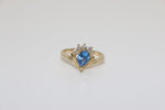 14K Yellow Gold Aquamarine Blue Sapphire Ring - Sell Gold NYC