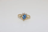 14K Yellow Gold Aquamarine Blue Sapphire Ring - Sell Gold NYC