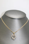 14K Two-tone Heart White Sapphire Chain Pendant Set - Sell Gold NYC