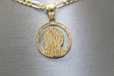 14kt Yellow Gold Virgin Mary Medal Pendant with 14kt Solid Figaro Chain - Sell Gold NYC