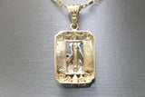 14kt Tri-tone Red Sapphire Queen of Hearts Solid Engraved Pendant with 14kt Tri-tone Hollow Trace Chain - Sell Gold NYC
