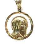 14kt Yellow Gold Virgin Mary Medal Pendant with 14kt Solid Figaro Chain - Sell Gold NYC