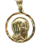 14kt Yellow Gold Virgin Mary Medal Pendant with 14kt Solid Figaro Chain - Sell Gold NYC