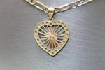 Tri-tone White Sapphire Heart Virgin Mary 14kt Pendant - Sell Gold NYC