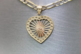Tri-tone White Sapphire Heart Virgin Mary 14kt Pendant - Sell Gold NYC