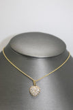 14K Yellow Gold Heart White Sapphire Rope Chain Pendant Set - Sell Gold NYC