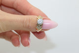 14K Yellow Gold Pattern White Sapphire Ring - Sell Gold NYC