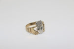 14K Two-tone Hands Holding Hearts with Crown Ring - Sell Gold NYC